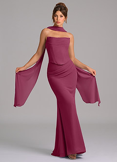 Azazie Sorrel Bridesmaid Dresses Mulberry Mermaid Corset Chiffon Dress image1