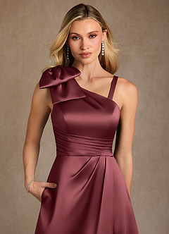 Azazie Easton Kleider für die Brautmutter A-Linie One-Shoulder Stretch-Satin Kleid Merlot image5