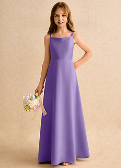 Azazie Joella Girls Formal Flower Girl Dresses Tahiti A-Line Pleated Matte Satin Dress image6