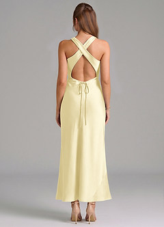 Azazie Evadne Brudtärnklänningar Klä av Tubklänning i Stretch Satin Plisserad Citronsorbet image5