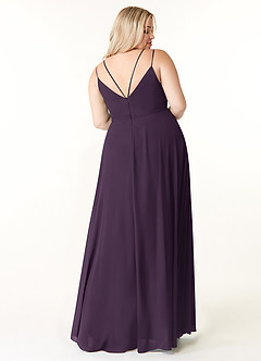 Azazie Janine Bridesmaid Dresses Plum A-Line V-Neck Chiffon Dress image7
