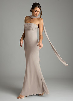 Azazie Saylor Brudtärnklänningar Klä av Sjöjungfru i Chiffong Axelbandslös Frost image8