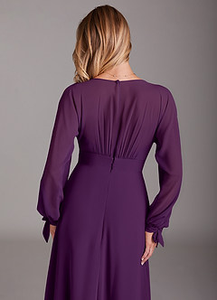 Azazie Matilda Robes de demoiselle d'honneur Robe Trapèze en Mousseline de soie Manche longue Grain De Raisin image8