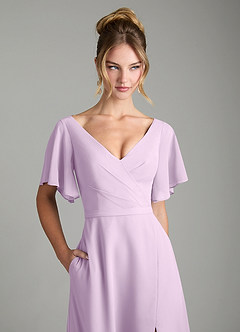 Azazie Ambrosia Bridesmaid Dresses Frosted Lilac A-Line Pleated Chiffon Dress image2