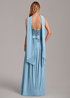 Azazie Cadence Bridesmaid Dresses Steel Blue A-Line Corset Stretch Satin Convertible Dress image4