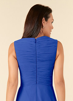 Azazie Theron Kleider für die Brautmutter A-Linie V-Hals Gefaltet Chiffon Kleid Königsblau image5
