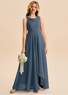 Azazie Mannie Junior Linia A Pofałdowany Szyfon Asymetryczny Młodsza druhna Sukienka image1