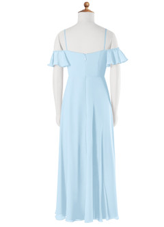 Azazie Juna Junior Sky Blue A-Line Off the Shoulder Chiffon Dress image7