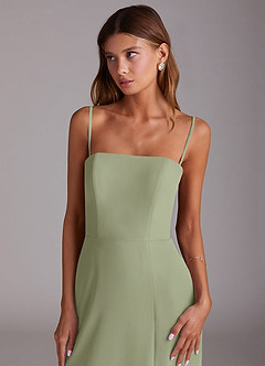 Azazie Wren Jurken voor bruidsmeisjes Jurk van Chiffon met A-Lijn Strapless Pistache image2