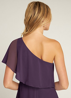 Azazie Lizzy Bridesmaid Dresses Plum A-Line One Shoulder Chiffon Dress image3