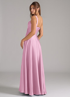 Azazie Shaude Bridesmaid Dresses Candy Pink A-Line Pleated Stretch Satin Dress image13