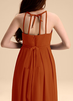 Azazie Arianthe Junior Abito A-Line in Chiffon Plissettato Paprika image8