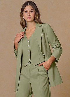 front Rowan Pistachio Refined Weave Performance 3-Piece Suit