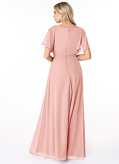 Azazie Aaliyah Modest Bridesmaid Dresses A-Line Scoop Pleated Chiffon Floor-Length Dress image2