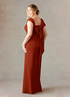 Azazie Ellen Mother of the Bride Dresses Rust Sheath Side Slit Stretch Crepe Dress image9
