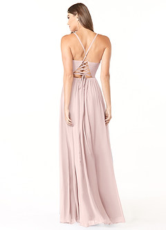 Azazie Aaida Bridesmaid Dresses Blushing Pink A-Line Corset Chiffon Dress image2