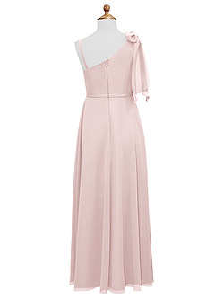 Azazie Aidy Junior Vestido Rosa Corado de Chiffon de Linha A com Arco image6
