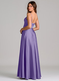 Azazie Amani Bridesmaid Dresses Tahiti A-Line Pleated Stretch Satin Dress image2