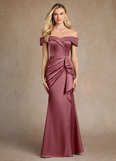 Azazie Laredo vestidos de madre de la novia Vestido de Rosa Del Desierto de Satén Elástico de Sirena con Vestidos sin tirantes image1