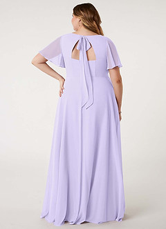 Azazie Kimber Vestidos de damas de honor Vestido de Lila de Gasa de Corte en A con Manga volante image10