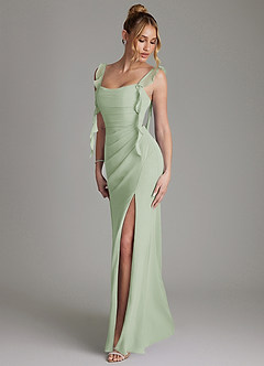 Azazie Jessamine Abiti da Damigella Abito Sirena in Chiffon Corsetto Verde Salvia image6