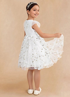 Azazie Alisia Flower Girl Dresses Ivory A-Line Pleated Tulle Dress image5