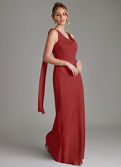 Azazie Essence Bridesmaid Dresses Rust Sheath Chiffon Dress image5