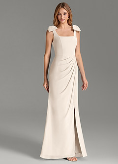 Azazie Adalynn Bridesmaid Dresses White Alabaster Mermaid Pleated Chiffon Dress image4