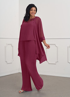 Azazie Maura Mother of the Bride Dresses Mulberry Jumpsuit/Pantsuit Sequins Chiffon Dress image3