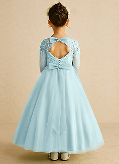 Azazie Precious Flower Girl Dresses Sea Glass A-Line Lace Tulle Dress image1