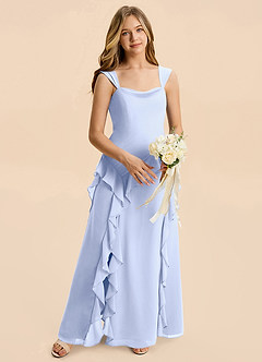 Azazie Sloane Junior A-Linie Herzausschnitt Chiffon Kleid Eis image3
