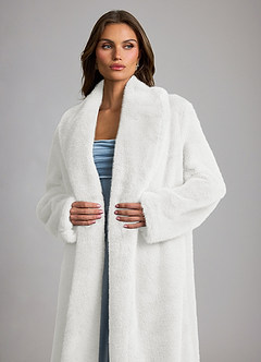 front Maxi Faux Fur Full-Length Coat