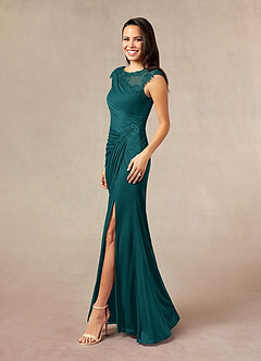 Azazie Oliniana Mother of the Bride Dresses Peacock Mermaid Lace Mesh Dress image2