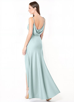 Azazie Alaija Bridesmaid Dresses Sea Glass Mermaid Side Slit Stretch Satin Dress image1