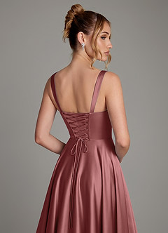 Azazie Azaria Bridesmaid Dresses Amethyst A-Line Corset Stretch Satin Dress image2