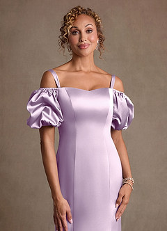 Azazie Redding Klänningar till brudens mor Klä Tubklänning i Stretch Satin Rynkad Frostad Lila image5