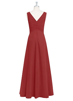 Azazie Flora Bridesmaid Dresses Rust A-Line Pleated Chiffon Dress image8