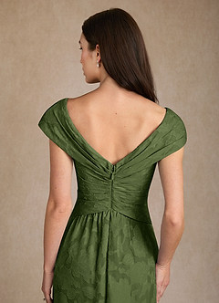 Azazie Myrtle 신부의 어머니 드레스 A라인 주름진 플로럴 번아웃 플로어 길이 드레스 image6