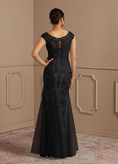 Azazie Melena Mother of the Bride Dresses Black Mermaid Lace Tulle Dress image4