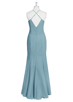 Azazie Carolina Abiti da Damigella Abito Sirena in Chiffon Increspato Blu Lunatico image7