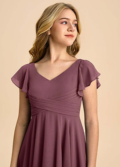 Azazie Caria Junior Sangria A-Line Pleated Chiffon Dress image4