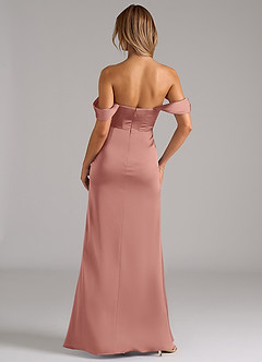 Azazie Johana Jurken voor bruidsmeisjes Converteerbaar Jurk van Stretch Satijn met Zeemeermin Off the Shoulder Rozet image4