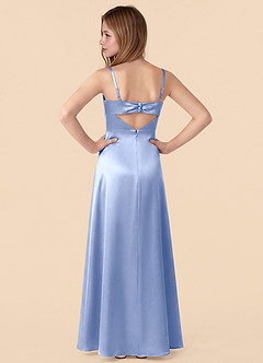 Azazie Renna Junior Ice A-Line Pleated Stretch Satin Dress image2