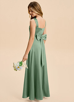 Azazie Kiki Junior Robe Trapèze en Satin extensible Arc Matcha image6