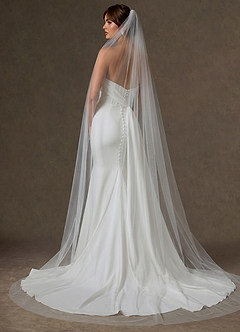 front Minimalist Raw-Edge Cathedral Bridal Veil