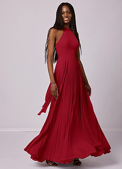 Barbie ♥ Azazie Bridesmaid Dresses Scarlet A-Line Pleated Chiffon Dress image5