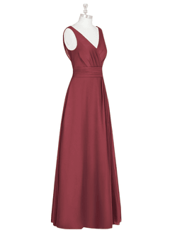 Azazie Karina Bridesmaid Dresses Merlot A-Line Pleated Chiffon Dress image9