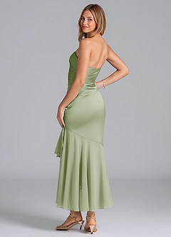 Azazie Danie Brautjungfernkleider Etui Schulterfrei Chiffon Kleid Staubiger Salbeigrün image2