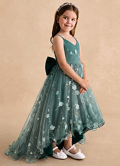 Azazie Celia vestidos de niña de las flores Vestido Pino de Tul de Línea A con Tirantes finos image3