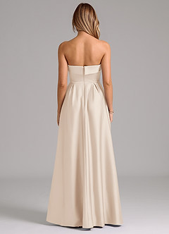 Azazie Lucienne Robes de demoiselle d'honneur Robe Trapèze Convertible en Satin extensible Sans bretelles Albâtre Blanc image7